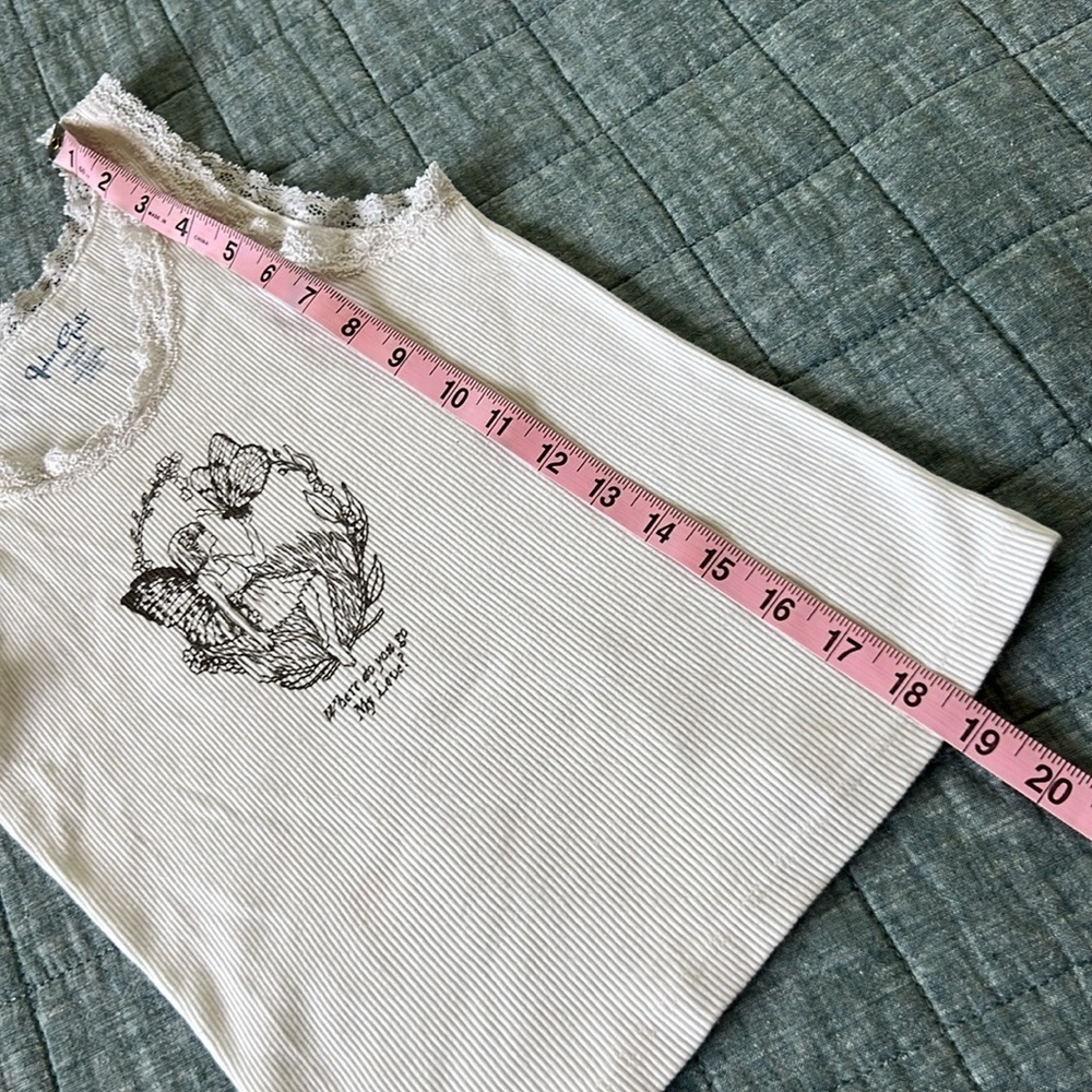 JOHN GALT BRANDY MELVILLE 90s Y2K Lace Trim Fairy Tank Top White - Picture 5 of 7